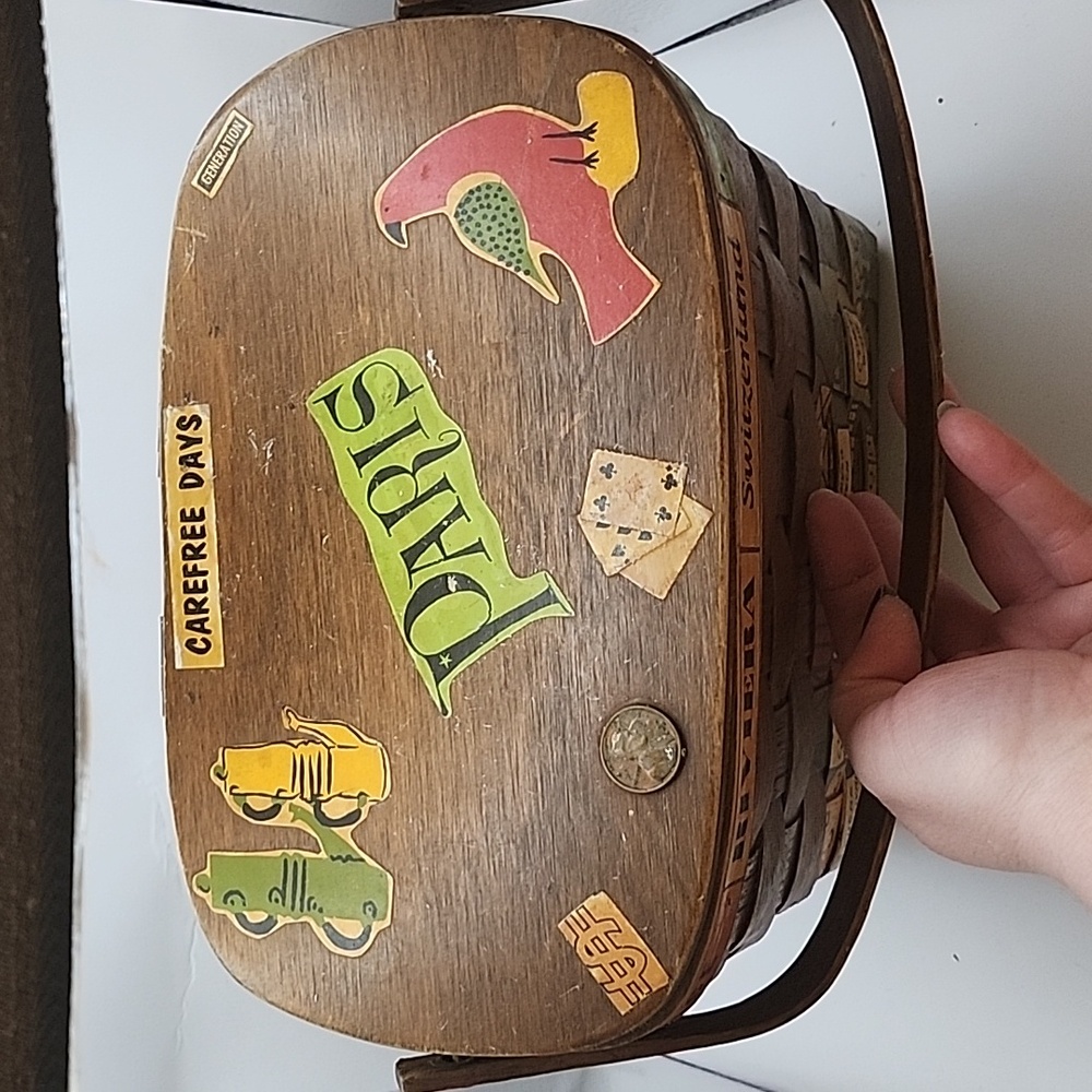 Vintage 1974 Caro Nan Signed Wooden Purse 9.25" X 9.25" X 5.75" - Picture 6 of 17